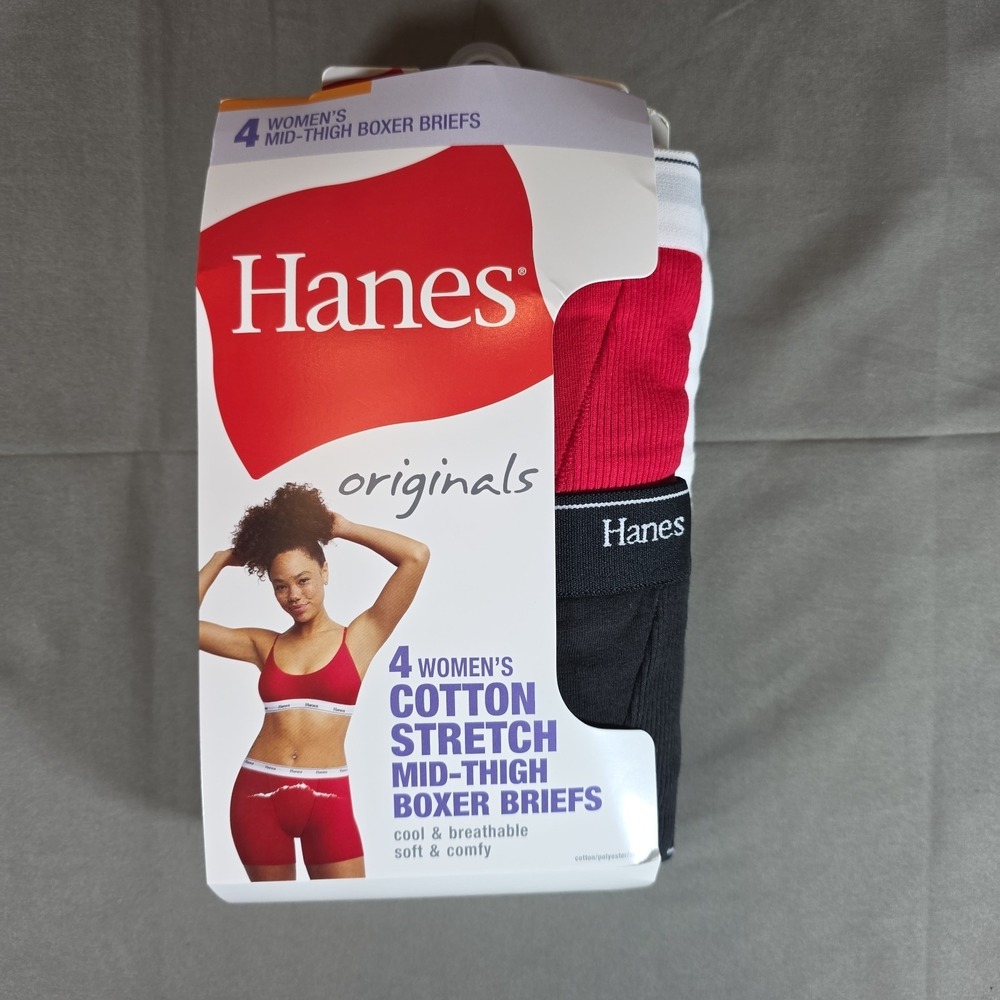 Hanes Originals Women's Hi-Leg Panties Cotton Stretch Size 7/L Multi-Pack 6